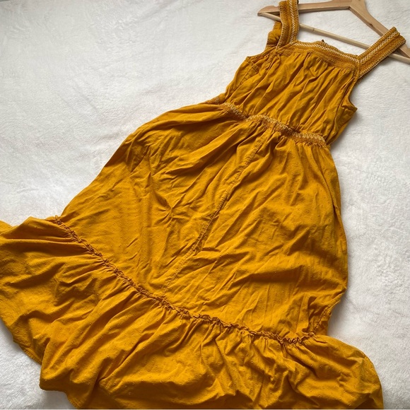 Golden Yellow Boho Midi Sundress - Picture 7 of 9